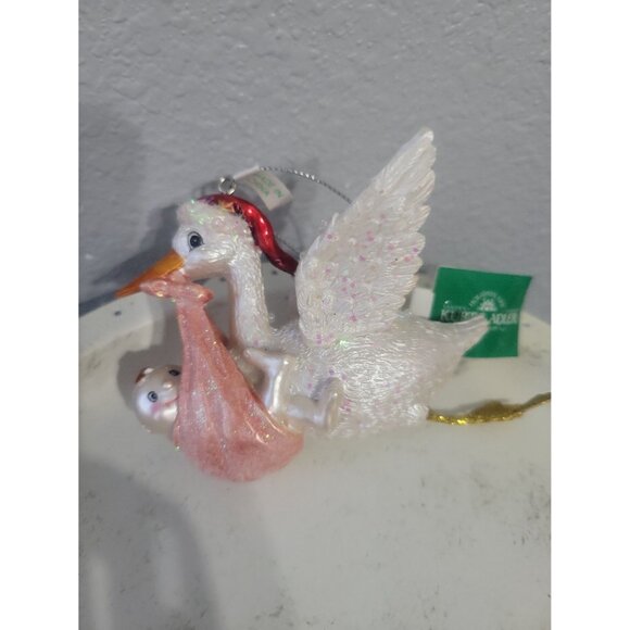 Kurt Adler Stork with Baby Ornament - Picture 2 of 3
